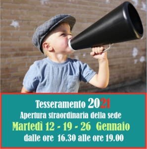 Tesseramento 2021 …… Aperture straordinaria della sede !!